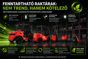 Zöld raktár megoldások: elektromos targoncák, energiahatékony rendszerek és fenntartható anyagmozgatás, nagy ...